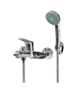 Rubinetë vaske + Set dushi, material bronzi, ngjyrë argjendi i kromuar