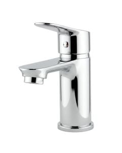 Rubinetë lavamani, material bronzi, ngjyrë argjend i kromuar, piletë me shtypje, tub fleksibël 35 cm