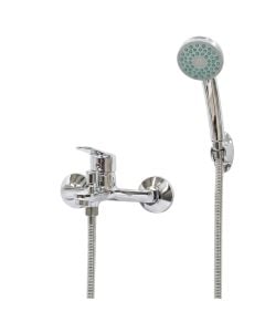 Rubinetë vaske + Set dushi, material bronzi, ngjyrë argjendi i kromuar