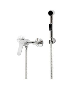 Shower mixer+ Shower set, bronze material, silver color, chrome finish