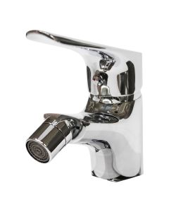 Bidet mixer, bronze material, silver color, chrome finish, pop up waste plug, 35 cm flexible hose