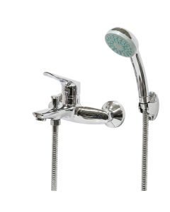 Shower mixer+ Shower set, bronze material, silver color, chrome finish