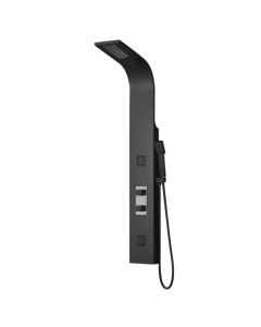 Shower panel, aluminum, with 3 functions, black, 18xH130 cm