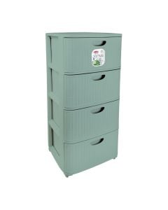 Storage rack, "DOMUS", with 4 drawers, plastic, green,  40x40xH80 cm