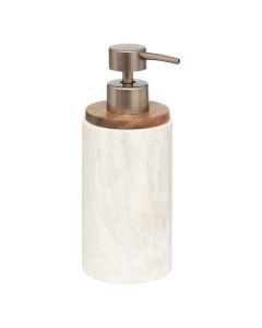 Soap dispenser, COME, polyresin/ acacia, beige, Dia.7.1xH19.3 cm