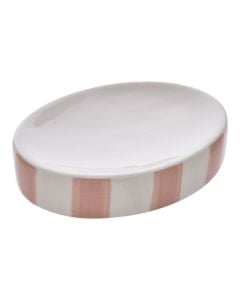 Soap holder, STRIO, dolomite, white/pink, 13.3x10xH 2.5 cm