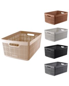 Laundry basket with handles, plastic, assorted, 44x32xH20cm, 22L