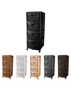 Raft magazinimi me 4 sirtarë, plastik, të ndryshme, 44x38xH98 cm