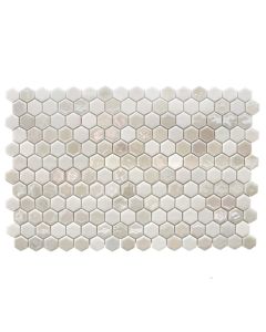 Mosaic tile, Hexa Artistic Blend Sugar White, 3x3.4 chips, glass, 32.5x51.5 cm