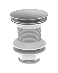 Click-clack drain waste without overflow, plastic with steel cap, brushed finish