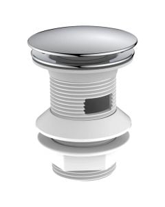 Click-clack drain waste with overflow, plastic with metallic cap, chrome finish