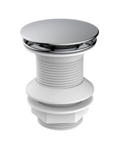 Click-clack drain waste without overflow, plastic with metallic cap, chrome finish