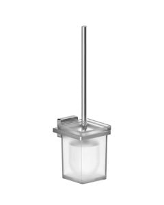 Toilet brush holder, Cubo, steel/ glass, chrome finish