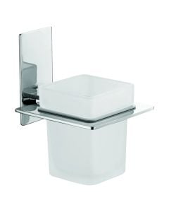 Toothbrush holder, Flat, brass, chrome finish