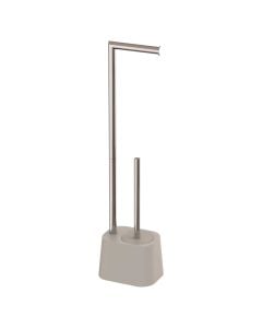 Toilet brush and toilet paper holder, Amy, metal, grey