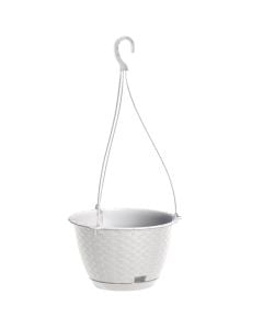 Vazo lulesh rrethore me varje, RATOLLA ROUND W, plastike, e bardhë, Ø21.7xH14.2 cm, 3.4 lt