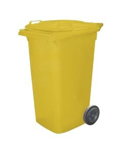 Kosh mbeturinash për ambjent të jashtëm, 240 lt, plastik, verdhë, 72x58xH106 cm