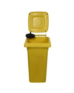 Kosh mbeturinash për ambjent të jashtëm, 120 lt, plastik, verdhë, 55x50xH94 cm