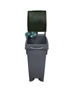 Garbage bin, 80 lt, plastic, grey/green, 38x50xH80 cm