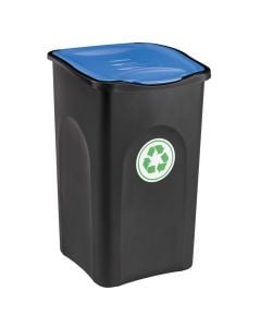 Kosh mbeturinash për ambient të jashtëm, plastik, zezë (kapak blu), 37x37xH56 cm, 50 lt