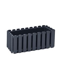 Flower pot, rectangular, Boardee Fancycase, plastic, anthracite, no saucer, overflow hole & plug, 38x18xH16.2 cm
