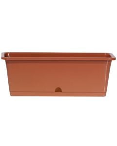 Flower pot, rectangular, Camelia, plastic, terracotta, saucer included, 59.5x17xH14.3 cm, ~13.5 lt