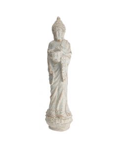 Decorative statue, Buddha, magnesium oxide, white, 17x15.5xH60 cm