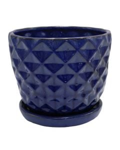 Vazo lulesh, qeramike, blu, 17x17x14 cm