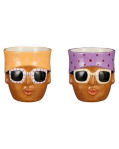 Flower pot, Funny, round, ceramic, assorted, Ø12xH12.5 cm