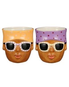 Flower pot, Funny, round, ceramic, assorted, Ø14xH14 cm