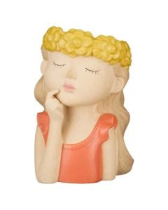 Flower pot, Woman, ceramic, yellow, 17x17.5xH25.5 cm