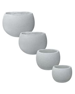 Vazo lulesh, set 4 copë, beton, e bardhë, 65x65xH50cm;55x55xH40cm;40x40xH30cm;30x30xH23cm