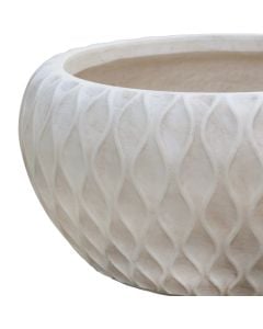 Vazo lulesh, set 2 copë, argjilë, bezhë, (34x34xH15.5 cm)x(47x47xH21.5 cm)