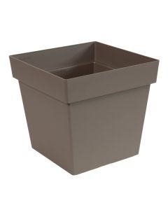 Flower pot, plastic, dark beige, 24,4x24,4xH23 cm