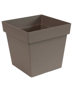 Vazo lulesh, plastike, bezhë e errët, 29x29xH27 cm