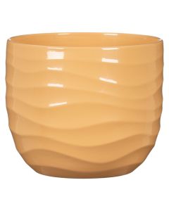 Flower pot, ceramic, yellow beach, Dia.14.8xH12.7 cm
