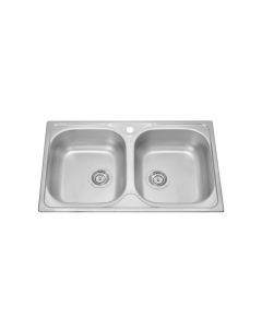 Sink, 2 bowls, stainless steel (0.8 mm), silver, 80x50xH14 cm