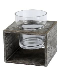 Vazo dekorative lulesh, qelq, transparente, 12;16 xH12;16 cm