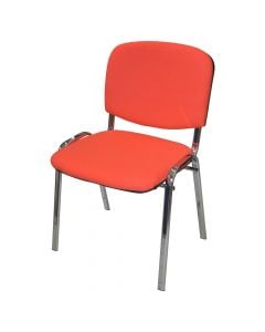 Office chair static, chromed base structure, plywood, foam, fabric, red, 58x55xH81 cm