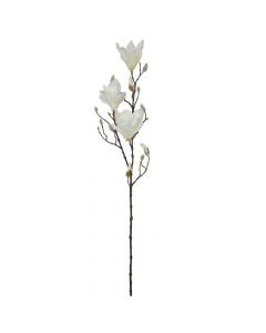 Artificial flower, MAGNOLIA, plastic, white, H90 cm