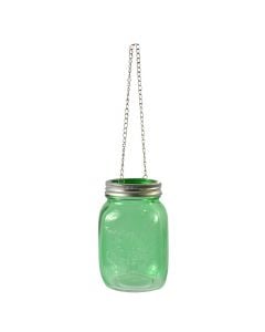 Candle holder, glass, green, Ø8 xH13 cm