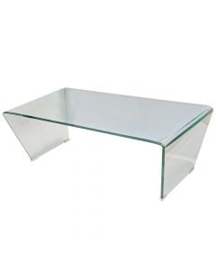 Tavolinë mesi, MILANO, xham temperuar 12mm, transparente, 120x60xH40 cm