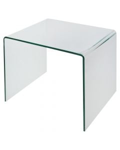 Tavolinë mesi, MILANO, xham temperuar 12mm, transparente, 63x50xH48 cm
