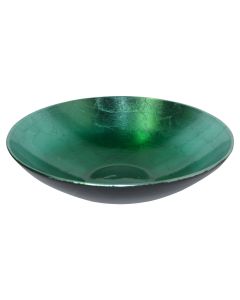 Vazo dekorative, TIFFANY, qeramike, jeshile, Ø35 xH9 cm