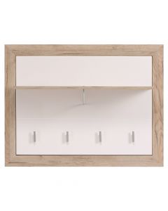 Wall mounted cloth hanger (4 hangers), ASTOR, melamine, oak/white, 93x26xH71 cm