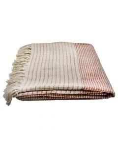 Sofa throw, 100% cotton, beige/red, 150x200 cm