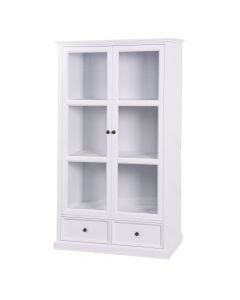 Storage cabinet, MDF and glass, white, 100x40xH200 cm
