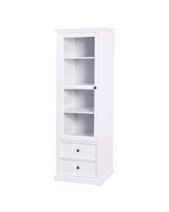 Storage cabinet, MDF and glass, white, 60x40xH200 cm