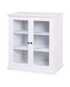 Storage cabinet, MDF and glass, white, 90x40xH100 cm