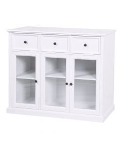 Storage cabinet, MDF and glass, white, 120x40xH100 cm